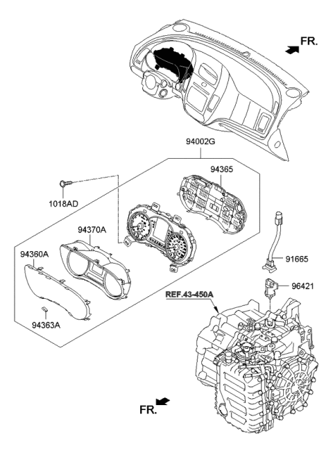 2014 Kia Forte Koup Case-Cluster Lower Diagram for 94365A7000