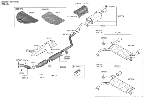 2014 Kia Forte Koup Hanger-Exhaust Pipe Diagram for 287803X000