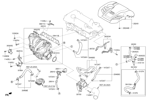 2015 Kia Forte Koup Hose Assembly-Vacuum Diagram for 283502B700