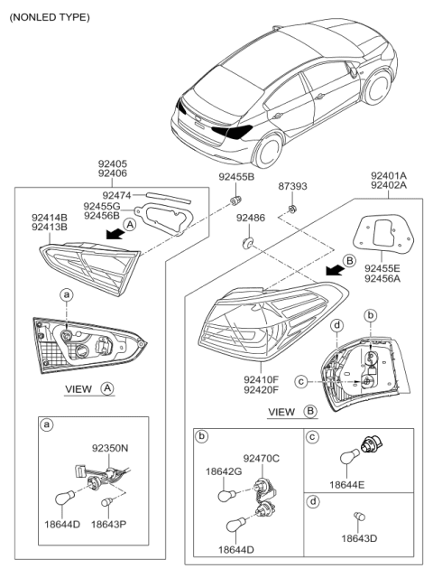 2016 Kia Forte Bulb Holder & Wiring Assembly Diagram for 92480A7000