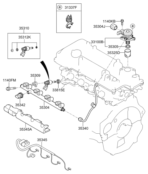 2014 Kia Forte Koup Harness-INJECTOR Diagram for 353412B200