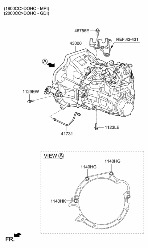 2015 Kia Forte Transmission Assembly-Ma Diagram for 430003D609