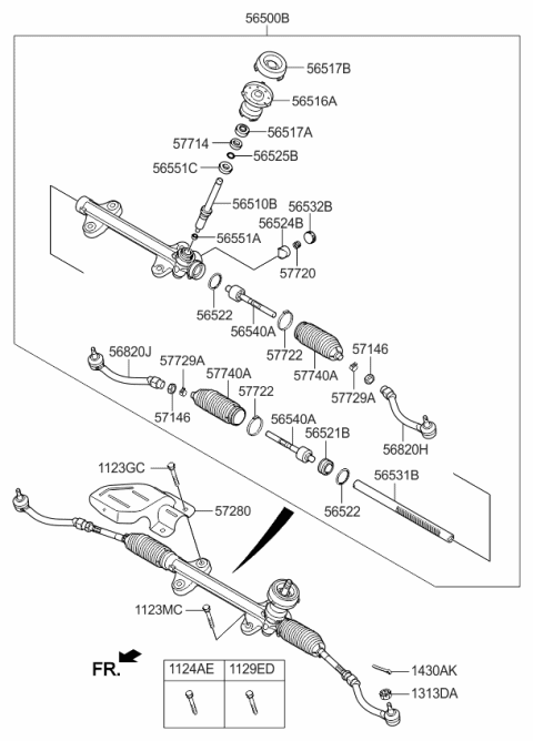 2014 Kia Forte Koup PINION Assembly-Steering Diagram for 565123X100