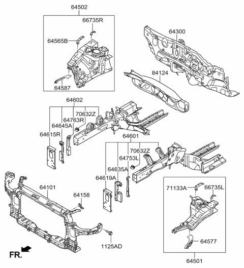 2014 Kia Forte Carrier Assembly-Front End Diagram for 64101A7000