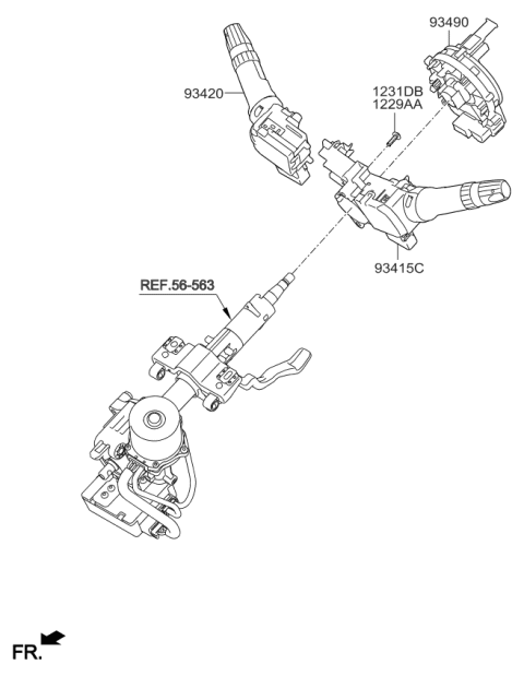 2015 Kia Forte Koup Clock Spring Contact Assembly Diagram for 93490A7150