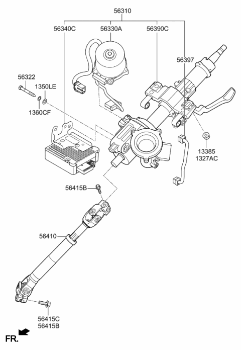2015 Kia Forte Koup Steering Column & Shaft Diagram
