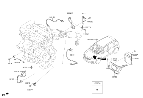 2016 Kia Forte Koup Crankshaft Position Sensor Diagram for 391802B030