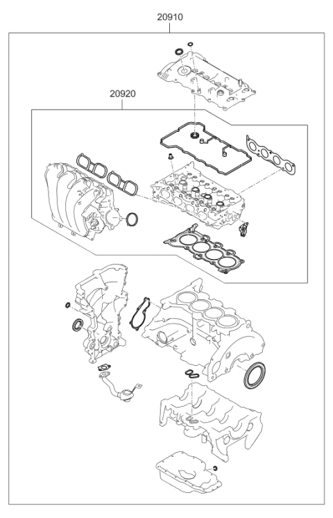 2014 Kia Forte Gasket Kit-Engine OVEAUL Diagram for 209102EH02