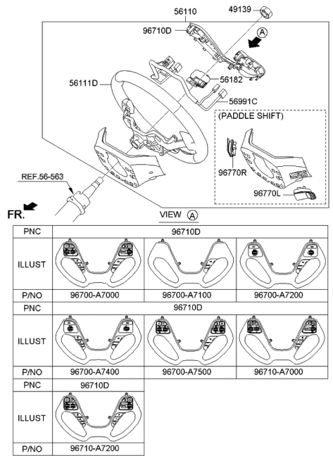 2015 Kia Forte Koup Switch Assembly-Paddle Diagram for 96770A7100
