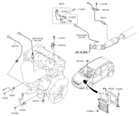 2015 Kia Forte Koup Sensor Assembly-Knock Diagram for 392502E000