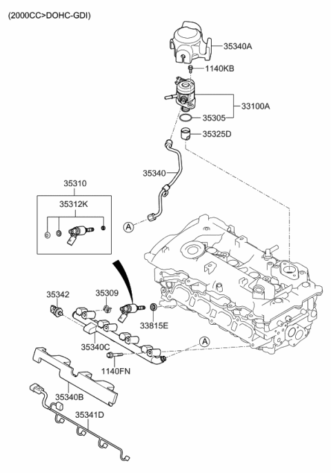 2014 Kia Forte Koup Injector Assembly-Fuel Diagram for 353102E000