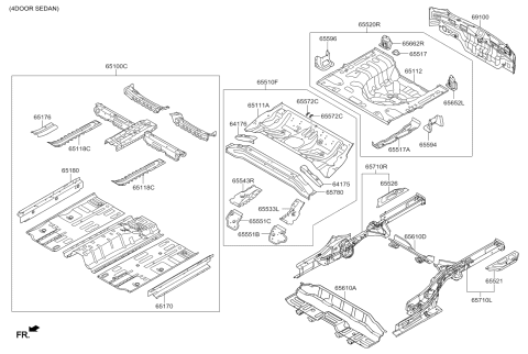 2016 Kia Forte Koup Panel-Rear Floor Rear Diagram for 65513A7500