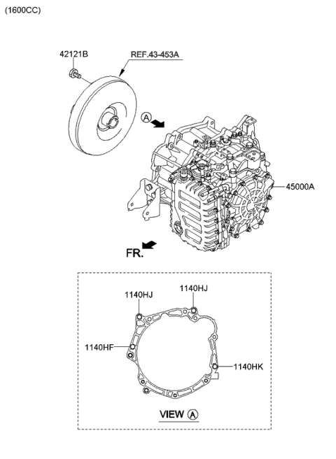 2015 Kia Forte Auto TRANSAXLE & TORQUE/CONVENTIONAL Assembly Diagram for 450003BJE5