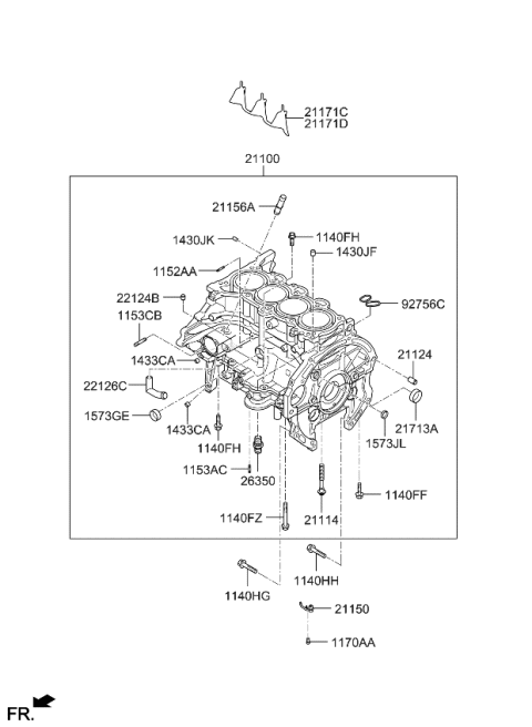 2014 Kia Forte Block Assembly-Cylinder Diagram for 211002E050