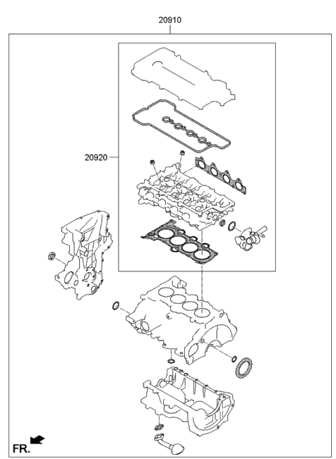 2014 Kia Forte Engine Gasket Kit Diagram 1