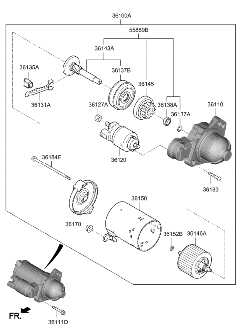 2023 Kia K5 Gear-Starter REDUCTI Diagram for 361402M400