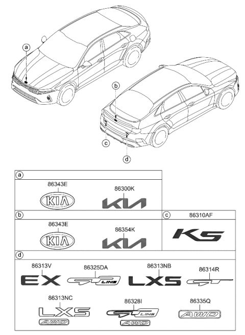2022 Kia K5 K5 Emblem Diagram for 86310L2000