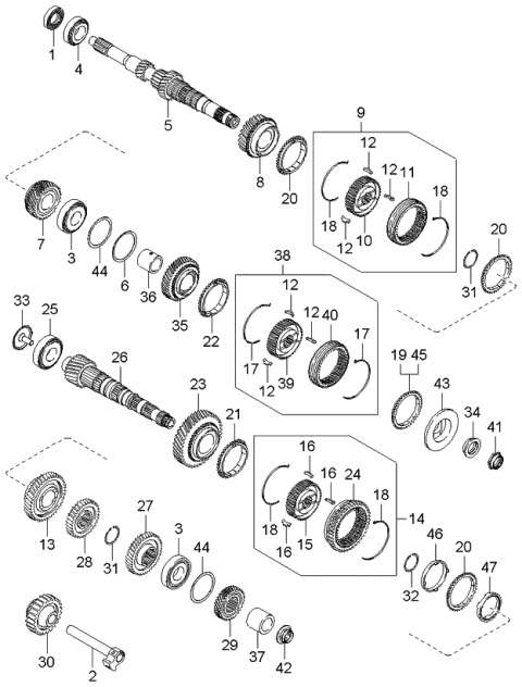 2000 Kia Spectra Gear-Primary Shaft Diagram for 0G56017201D