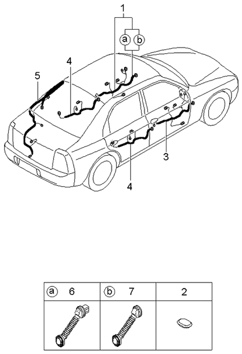 2003 Kia Spectra Wiring Assembly-Door,Drive Diagram for 0K2A167190F
