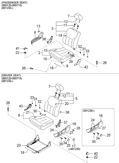 2000 Kia Spectra Lever-Lumbar Support Diagram for 3K2NX8815596