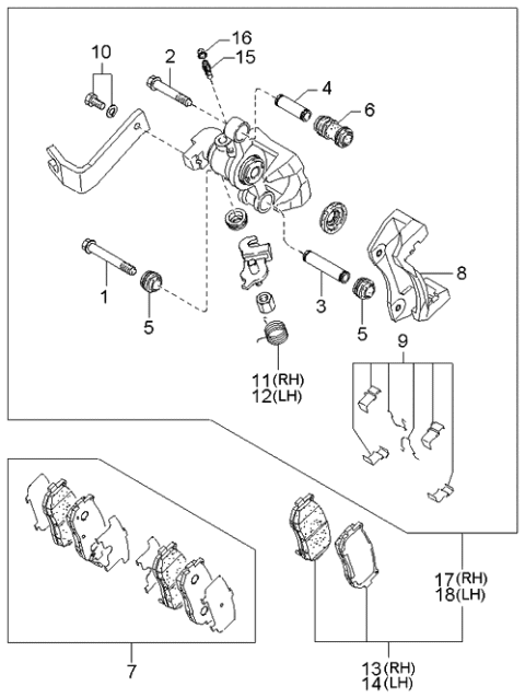 2004 Kia Spectra Rear Brake Mechanisms Diagram 1