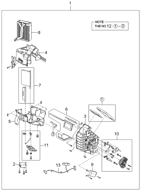 2001 Kia Spectra Heater Unit Diagram for 1K2N161130