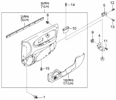 2002 Kia Spectra Trim Assembly-Front Door Diagram for 1K2NA68420BW4