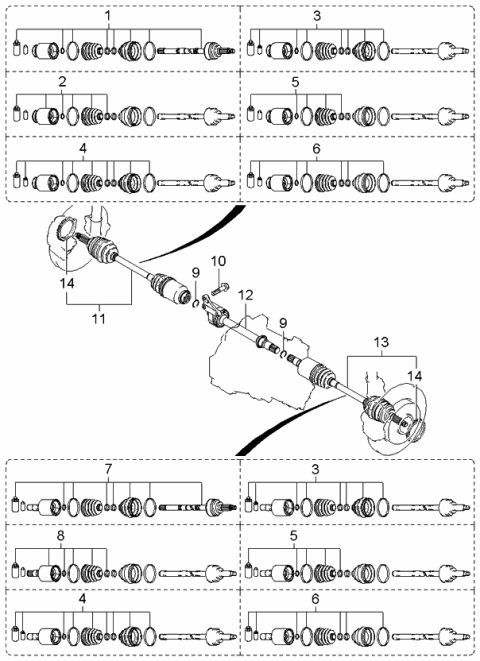 2001 Kia Spectra Shaft Assembly-Drive,LH Diagram for 0K2AE2560X