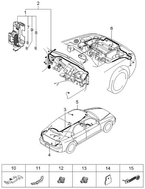 2003 Kia Spectra Wiring Assembly-Rear Diagram for 1K2T167050