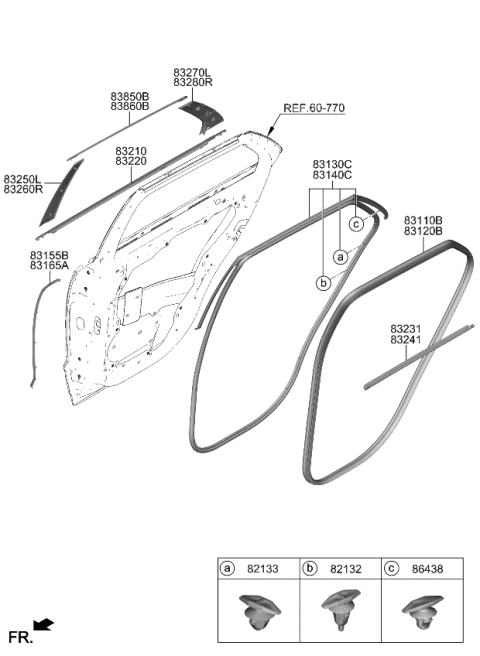 2023 Kia Niro EV Rear Door Moulding Diagram
