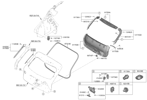 2024 Kia Niro EV Tail Gate Trim Diagram