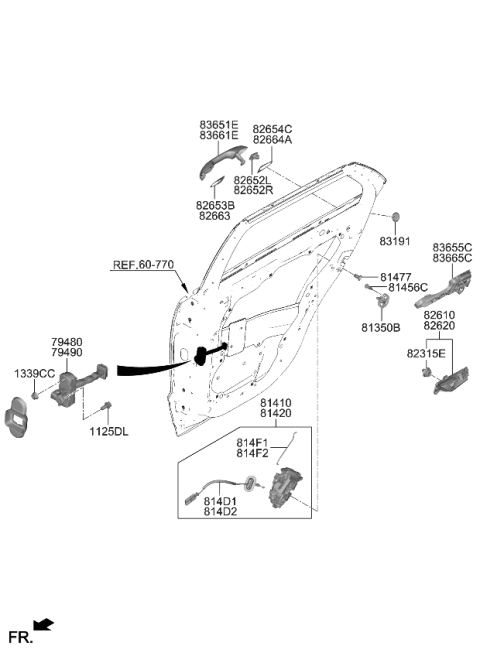 2024 Kia Niro EV LATCH ASSY-REAR DOOR Diagram for 81410AT000