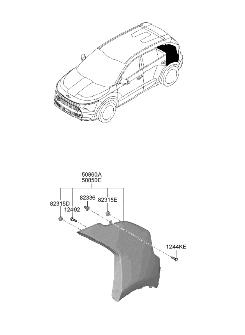 2024 Kia Niro EV Quarter Window Diagram