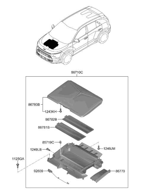 2023 Kia Niro EV Front Trunk Diagram