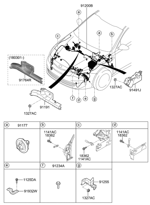 2018 Kia Optima Wiring Assembly-Front Diagram for 91201D5040