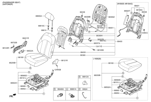 2017 Kia Optima Front Back Covering Assembly Right Diagram for 88380D5090H2R