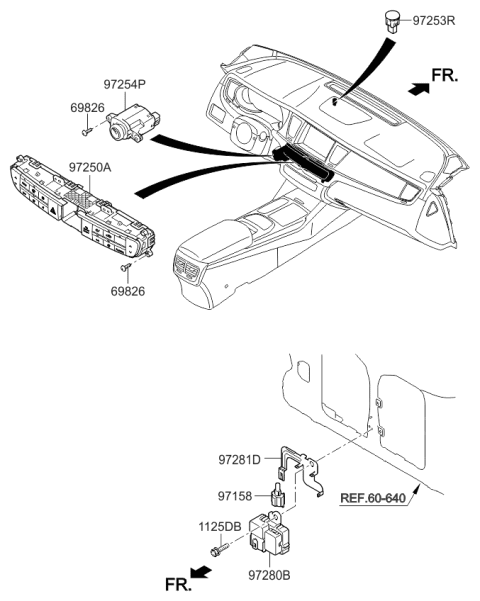 2016 Kia K900 Control Assembly-Heater Diagram for 972503T970