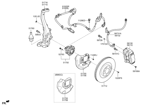 2017 Kia K900 Ball Joint Assembly Diagram for 517603M000