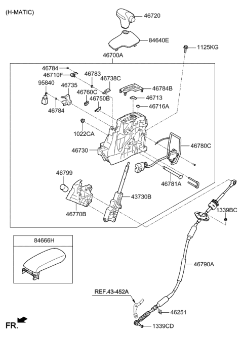 2016 Kia K900 Automatic Transmission Shift Control Cable Diagram for 467903T310