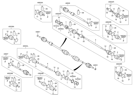 2019 Kia Rio Joint & Shaft Kit-Front Diagram for 49525H9200