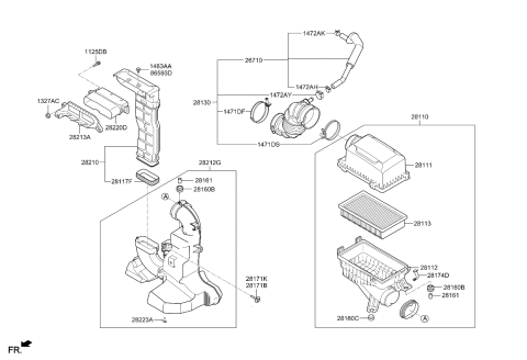 2020 Kia Rio Air Cleaner Assembly Diagram for 28110H9250