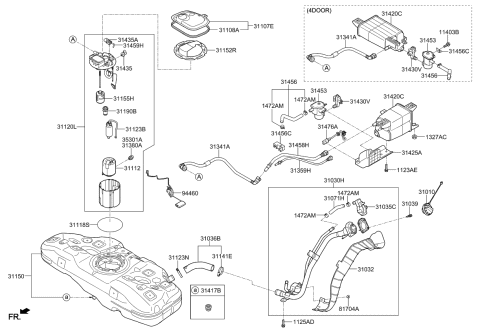 2020 Kia Rio Valve Assembly-Fuel Cut Diagram for 31155F3500