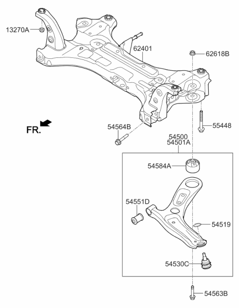2019 Kia Rio Bush-Front Lower Arm"A" Diagram for 54551H8000