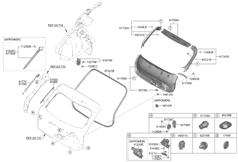 2023 Kia Niro LATCH ASSY-TAIL GATE Diagram for 81800AT000