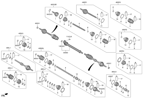 2024 Kia Niro JOINT & SHAFT KIT-WH Diagram for 495L1AT100