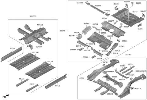 2024 Kia Niro PANEL ASSY-FLOOR,CTR Diagram for 65100AT000