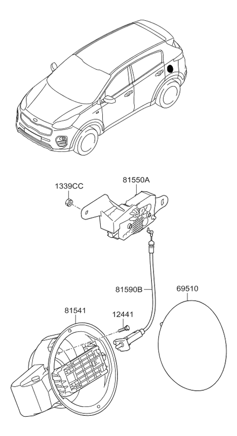 2017 Kia Sportage Lock Assembly-Fuel FILLE Diagram for 81550D7000