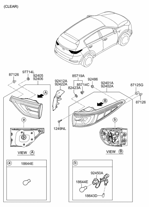 2018 Kia Sportage Lamp Assembly-Rear Combination Diagram for 92406D9000