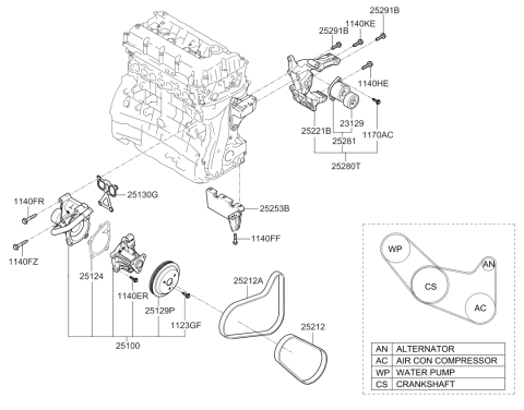 2019 Kia Sportage Tensioner Assembly Diagram for 252812GGB1