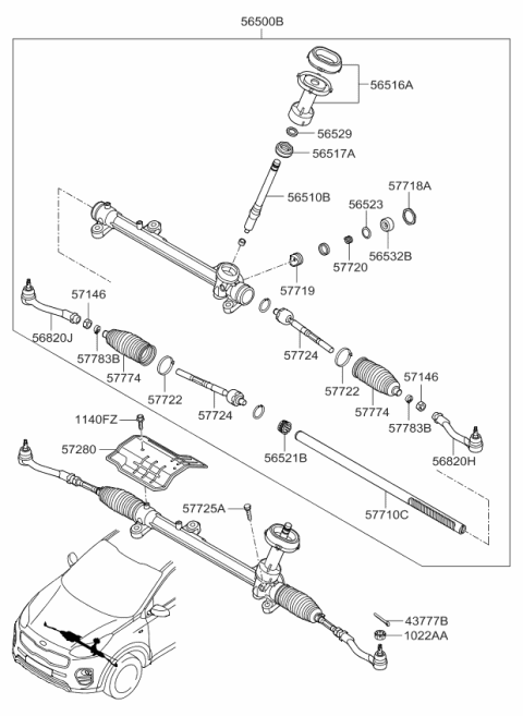 2019 Kia Sportage End Assembly-Tie Rod,LH Diagram for 56820D3000